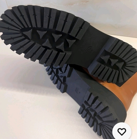 Zara Lug Sole Brown Ankle Leather Boots - Picture 3 of 7